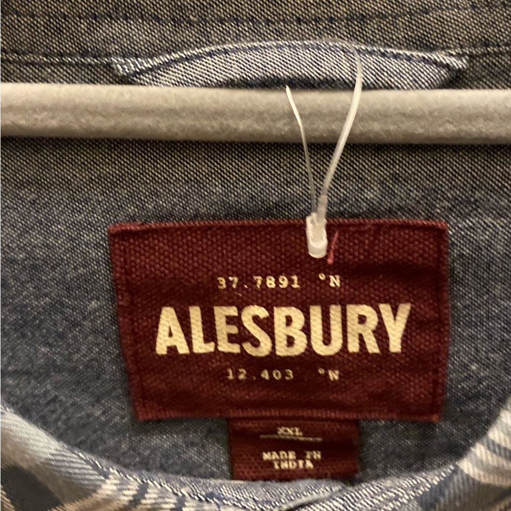 Alesbury Mens XXL Long Sleeve Button-Front Gray Plaid Flannel